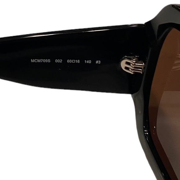 MCM Geometric Sunglasses 709S 002-Gradient-Black/White Leather Inserts - Picture 13 of 15